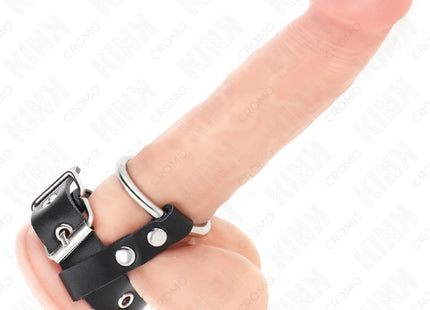 KINK - PENISRING AUS LEDER MIT SCHNALLVERSCHLUSS 22 X 2 CM MIT METALLRING 4 CM