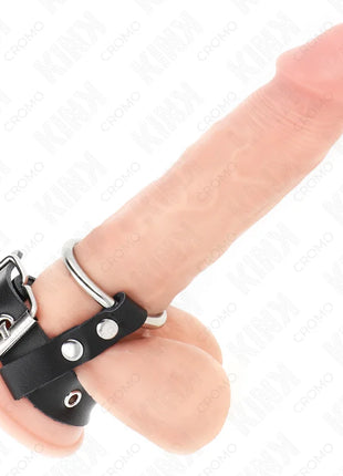 KINK - PENISRING AUS LEDER MIT SCHNALLVERSCHLUSS 22 X 2 CM MIT METALLRING 4 CM