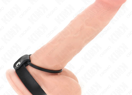 KINK - PENISRING AUS SILIKON 3,8 CM MIT HOHEM TEILER UND LEDERBAND 22 X 1,5 CM