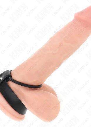 KINK - PENISRING AUS SILIKON 3,8 CM MIT HOHEM TEILER UND LEDERBAND 22 X 1,5 CM
