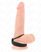 KINK - PENISRING AUS SILIKON 3,8 CM MIT HOHEM TEILER UND LEDERBAND 22 X 1,5 CM