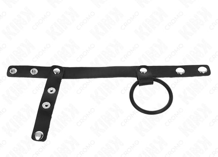 KINK - PENISRING AUS SILIKON 3,8 CM MIT HOHEM TEILER UND LEDERBAND 22 X 1,5 CM