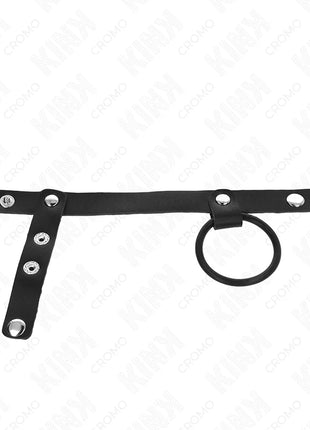 KINK - PENISRING AUS SILIKON 3,8 CM MIT HOHEM TEILER UND LEDERBAND 22 X 1,5 CM