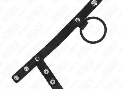 KINK - PENISRING AUS SILIKON 3,8 CM MIT HOHEM TEILER UND LEDERBAND 22 X 1,5 CM