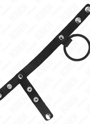 KINK - PENISRING AUS SILIKON 3,8 CM MIT HOHEM TEILER UND LEDERBAND 22 X 1,5 CM