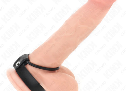 KINK - PENISRING AUS SILIKON 3,8 CM UND HODENTEIL AUS LEDER 22 X 1,5 CM