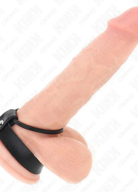 KINK - PENISRING AUS SILIKON 3,8 CM UND HODENTEIL AUS LEDER 22 X 1,5 CM