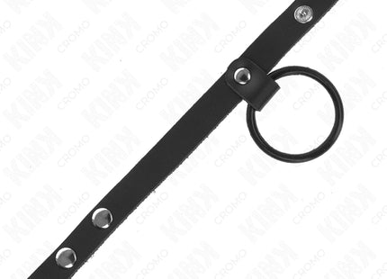 KINK - PENISRING AUS SILIKON 3,8 CM UND HODENTEIL AUS LEDER 22 X 1,5 CM