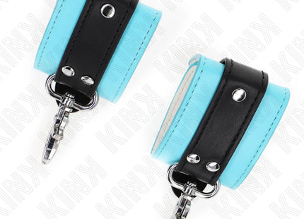KINK - PREMIUM ABSCHLIEßBARE HANDGELENKFESSELN SCHWARZ/BLAU VERSTELLBAR 21-28 CM X 5,5 CM