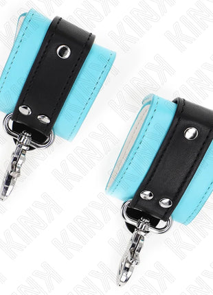 KINK - PREMIUM ABSCHLIEßBARE HANDGELENKFESSELN SCHWARZ/BLAU VERSTELLBAR 21-28 CM X 5,5 CM