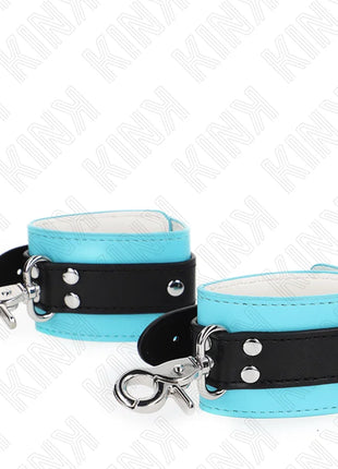 KINK - PREMIUM ABSCHLIEßBARE HANDGELENKFESSELN SCHWARZ/BLAU VERSTELLBAR 21-28 CM X 5,5 CM