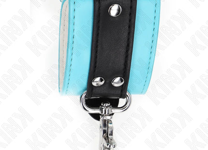 KINK - PREMIUM ABSCHLIEßBARE HANDGELENKFESSELN SCHWARZ/BLAU VERSTELLBAR 21-28 CM X 5,5 CM