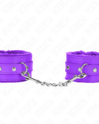 KINK - PREMIUM PELZGEFÜTTERTE HANDGELENKFESSELN LILA MIT LILA GÜRTEL VERSTELLBAR 17-29 CM X 6 CM