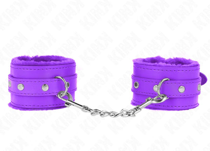 KINK - PREMIUM PELZGEFÜTTERTE HANDGELENKFESSELN LILA MIT LILA GÜRTEL VERSTELLBAR 17-29 CM X 6 CM