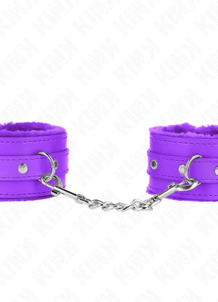 KINK - PREMIUM PELZGEFÜTTERTE HANDGELENKFESSELN LILA MIT LILA GÜRTEL VERSTELLBAR 17-29 CM X 6 CM