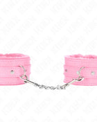 KINK - PREMIUM PELZGEFÜTTERTE HANDGELENKFESSELN ROSA MIT ROSA GÜRTEL VERSTELLBAR 17-29 CM X 6 CM