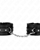 KINK - PREMIUM PELZGEFÜTTERTE HANDGELENKFESSELN SCHWARZ MIT SCHWARZEM GÜRTEL VERSTELLBAR 17-29 CM X 6 CM