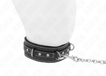 KINK - PVC LEDER HALSKETTE MIT GÜRTEL 105 CM STRASS NIETE 41,5 X 4 CM