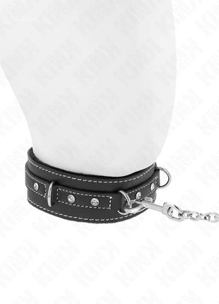KINK - PVC LEDER HALSKETTE MIT GÜRTEL 105 CM STRASS NIETE 41,5 X 4 CM
