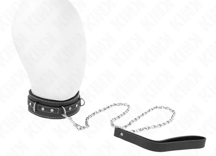 KINK - PVC LEDER HALSKETTE MIT GÜRTEL 105 CM STRASS NIETE 41,5 X 4 CM