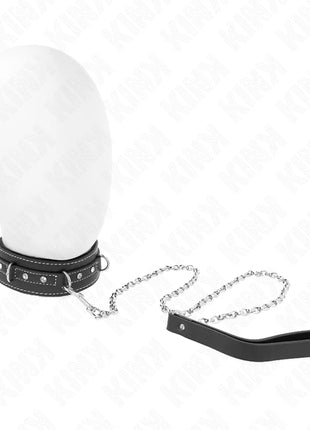 KINK - PVC LEDER HALSKETTE MIT GÜRTEL 105 CM STRASS NIETE 41,5 X 4 CM