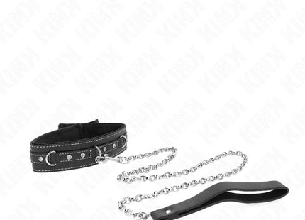 KINK - PVC LEDER HALSKETTE MIT GÜRTEL 105 CM STRASS NIETE 41,5 X 4 CM