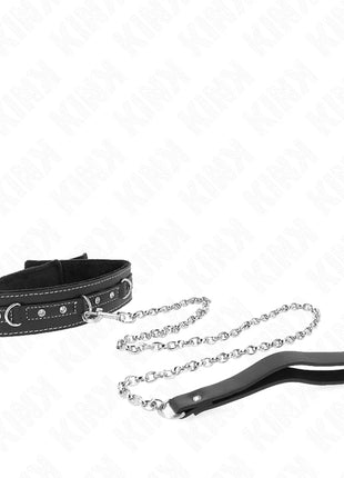 KINK - PVC LEDER HALSKETTE MIT GÜRTEL 105 CM STRASS NIETE 41,5 X 4 CM