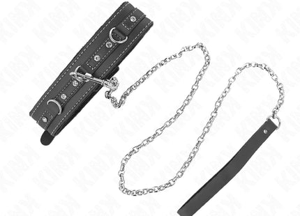 KINK - PVC LEDER HALSKETTE MIT GÜRTEL 105 CM STRASS NIETE 41,5 X 4 CM