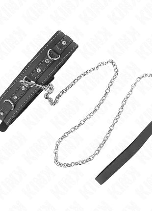 KINK - PVC LEDER HALSKETTE MIT GÜRTEL 105 CM STRASS NIETE 41,5 X 4 CM