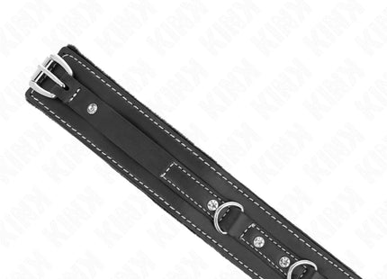 KINK - PVC LEDER HALSKETTE MIT GÜRTEL 105 CM STRASS NIETE 41,5 X 4 CM