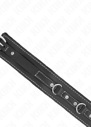 KINK - PVC LEDER HALSKETTE MIT GÜRTEL 105 CM STRASS NIETE 41,5 X 4 CM