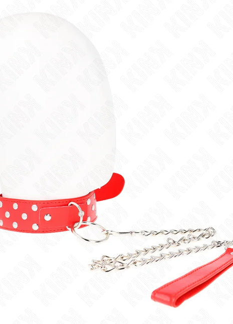 KINK - RING NIETEN BAND HALSKETTE MIT GÜRTEL 65 CM ROT VERSTELLBAR 36-50 CM X 3,8 CM