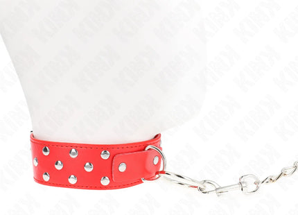 KINK - RING NIETEN BAND HALSKETTE MIT GÜRTEL 65 CM ROT VERSTELLBAR 36-50 CM X 3,8 CM