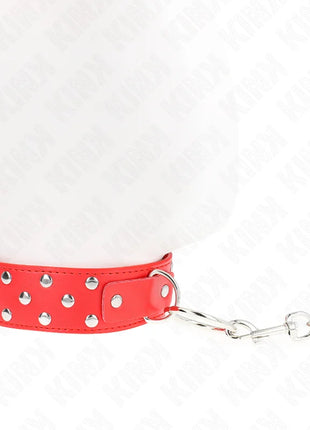 KINK - RING NIETEN BAND HALSKETTE MIT GÜRTEL 65 CM ROT VERSTELLBAR 36-50 CM X 3,8 CM
