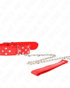 KINK - RING NIETEN BAND HALSKETTE MIT GÜRTEL 65 CM ROT VERSTELLBAR 36-50 CM X 3,8 CM