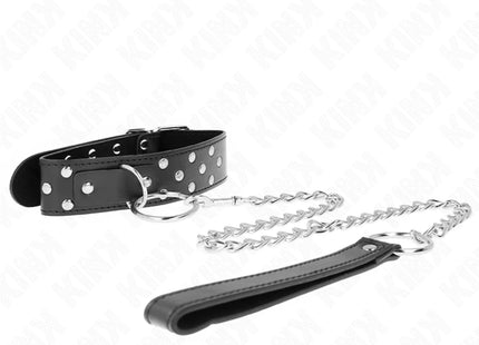 KINK - RING NIETEN BAND HALSKETTE MIT GÜRTEL 65 CM SCHWARZ VERSTELLBAR 36-50 CM X 3,8 CM