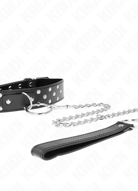 KINK - RING NIETEN BAND HALSKETTE MIT GÜRTEL 65 CM SCHWARZ VERSTELLBAR 36-50 CM X 3,8 CM