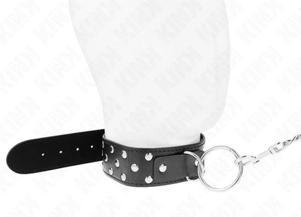KINK - RING NIETEN BAND HALSKETTE MIT GÜRTEL 65 CM SCHWARZ VERSTELLBAR 36-50 CM X 3,8 CM