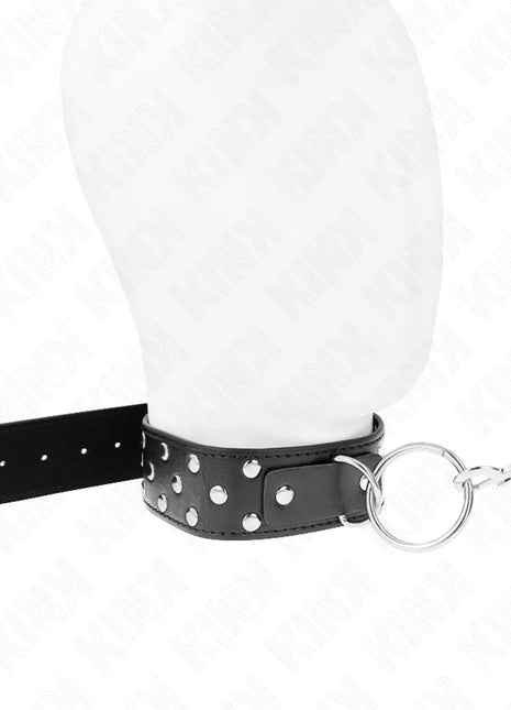 KINK - RING NIETEN BAND HALSKETTE MIT GÜRTEL 65 CM SCHWARZ VERSTELLBAR 36-50 CM X 3,8 CM