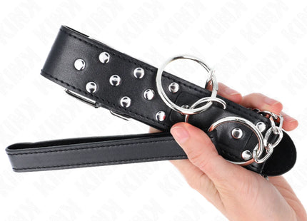 KINK - RING NIETEN BAND HALSKETTE MIT GÜRTEL 65 CM SCHWARZ VERSTELLBAR 36-50 CM X 3,8 CM