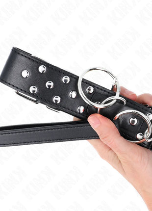 KINK - RING NIETEN BAND HALSKETTE MIT GÜRTEL 65 CM SCHWARZ VERSTELLBAR 36-50 CM X 3,8 CM