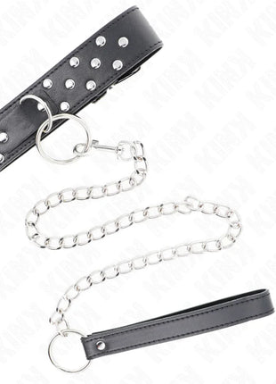 KINK - RING NIETEN BAND HALSKETTE MIT GÜRTEL 65 CM SCHWARZ VERSTELLBAR 36-50 CM X 3,8 CM