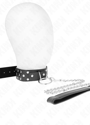 KINK - RING NIETEN BAND HALSKETTE MIT GÜRTEL 65 CM SCHWARZ VERSTELLBAR 36-50 CM X 3,8 CM