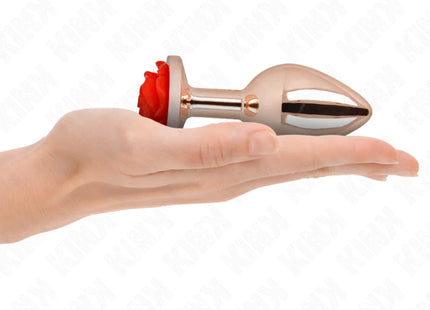 KINK - ROSA GOLDENER ANALSTECKER MIT ROTER ROSE L
