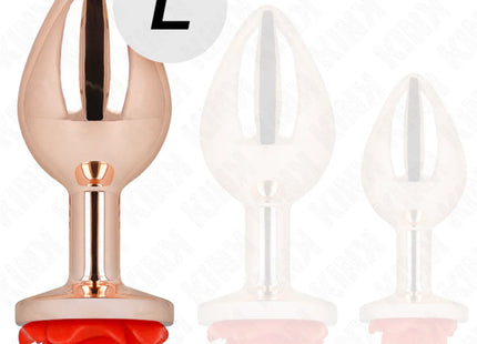 KINK - ROSA GOLDENER ANALSTECKER MIT ROTER ROSE L