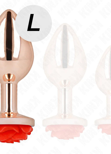KINK - ROSA GOLDENER ANALSTECKER MIT ROTER ROSE L