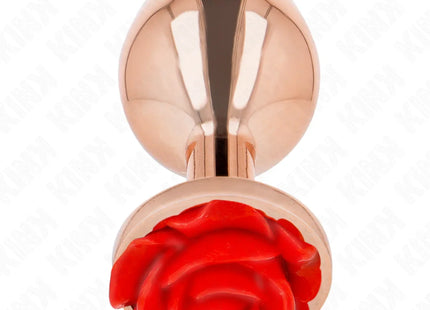 KINK - ROSA GOLDENER ANALSTECKER MIT ROTER ROSE L