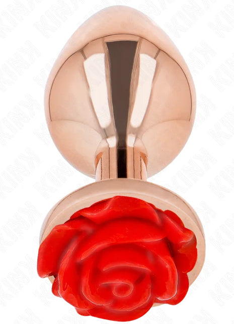 KINK - ROSA GOLDENER ANALSTECKER MIT ROTER ROSE L