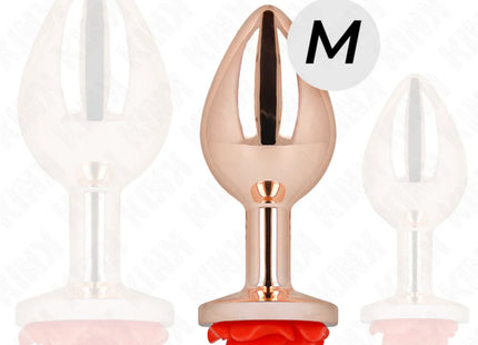 KINK - ROSA GOLDENER ANALSTECKER MIT ROTER ROSE M