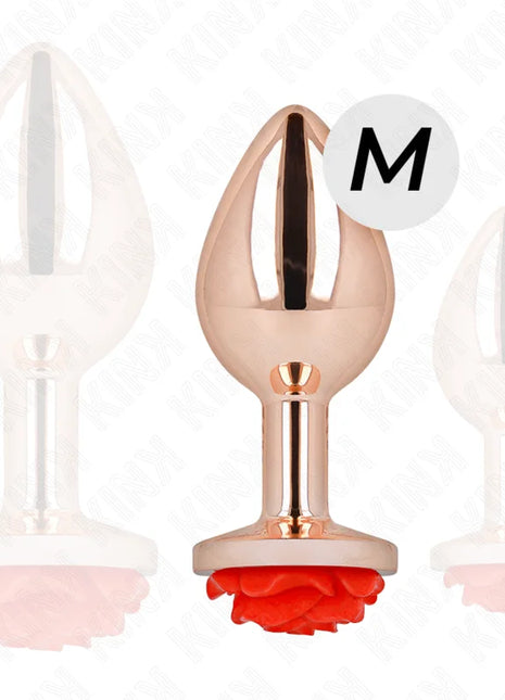 KINK - ROSA GOLDENER ANALSTECKER MIT ROTER ROSE M
